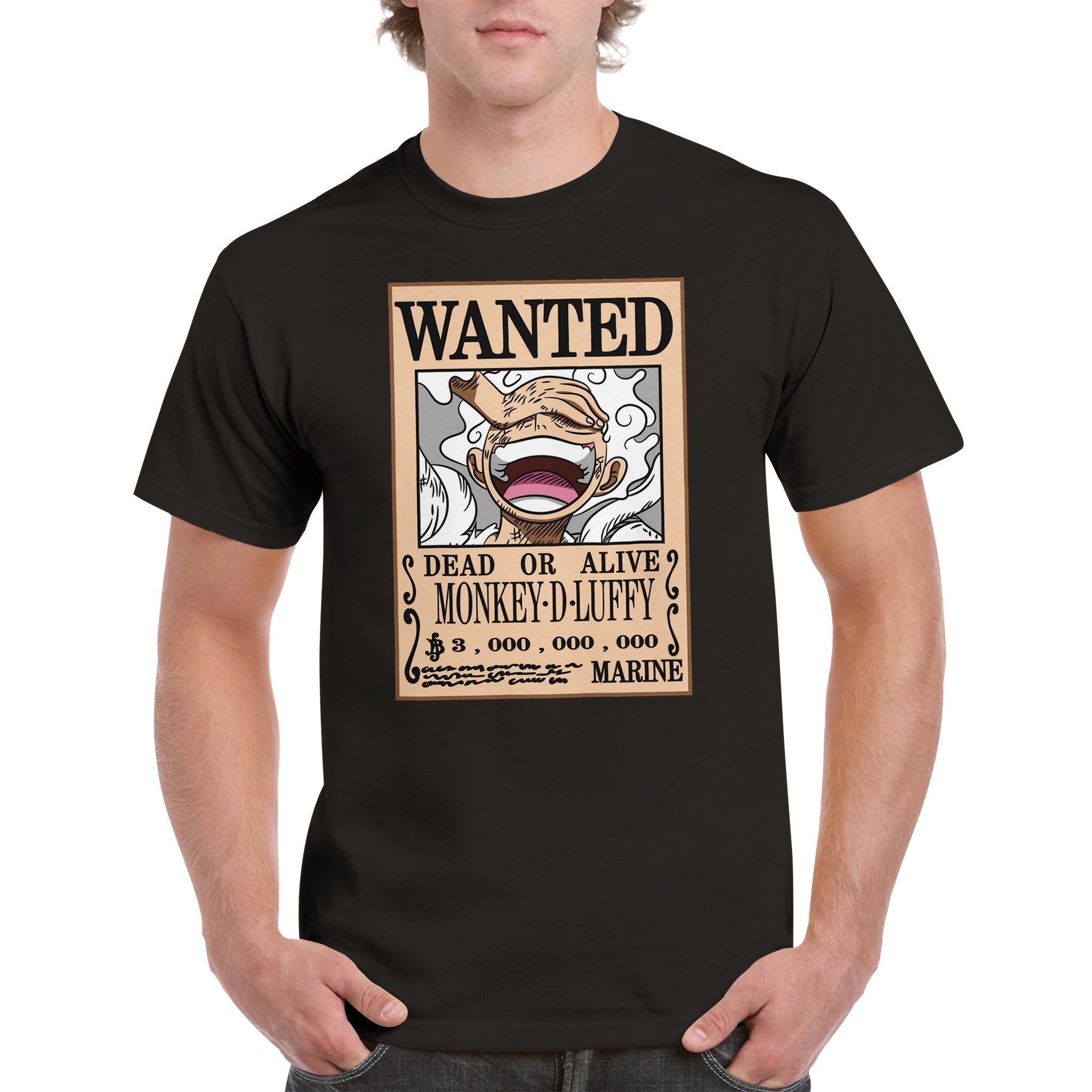 shop and buy one piece anime clothing luffy gear 5 wanted poster t-shirt