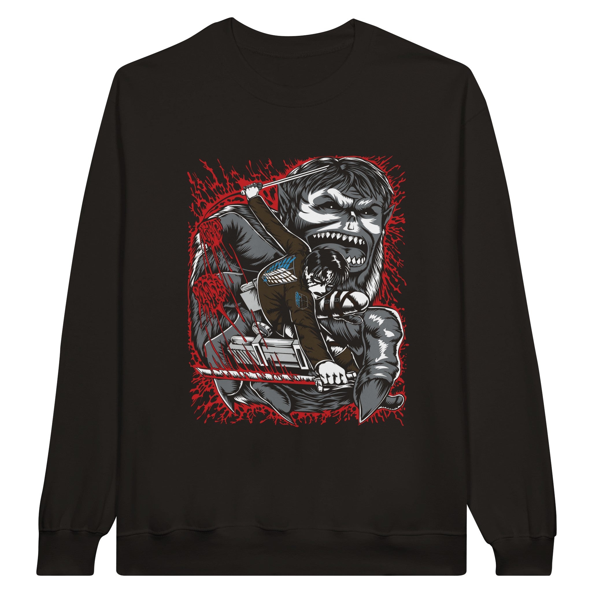 shop and buy attack on titan anime clothing levi vs beast titan sweatshirt/jumper/longsleeve